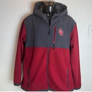 Colosseum Oklahoma Sooners‎ Mens XL Full Zip Hoodie Jacket Grey Maroon OU Fleece
